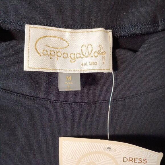 Pappagallo Women's Navy Blue Scallop Neck T-Shirt Dress Size M NWT $99 - Picture 2 of 6